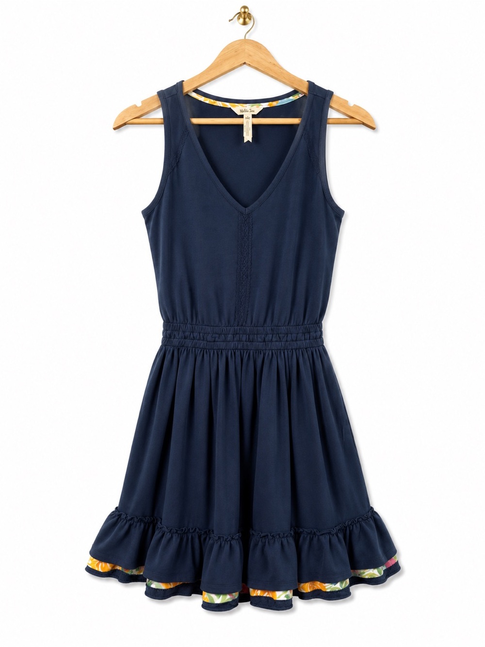 Matilda Jane Navy Ruffle Hem Sleeveless Dress Size S Boho Cottagecore